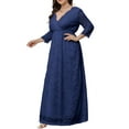 thumbnail image 2 of VSNOW Women 3/4 Sleeve Lace Maxi Long Dress V Neck Cocktail Party Dresses Plus Size, 2 of 4
