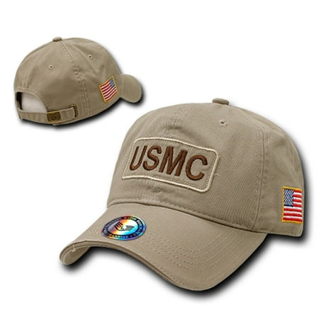 Khaki United States US Marines USMC Military Baseball Polo Washed Cotton Cap Hat