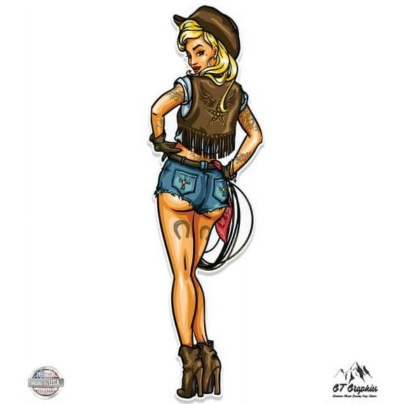 Sexy Cowgirl Country Girl - 3" Vinyl Sticker - For Car Laptop I-Pad Phone Helmet Hard Hat - Waterproof Decal