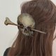 thumbnail image 4 of Halloween Skeleton Hair Pin Stick Slide with Stick Retro Gothic Head Bone Hair Clip Sticks Hairpin for Women Girl Hair Accessory, 4 of 5
