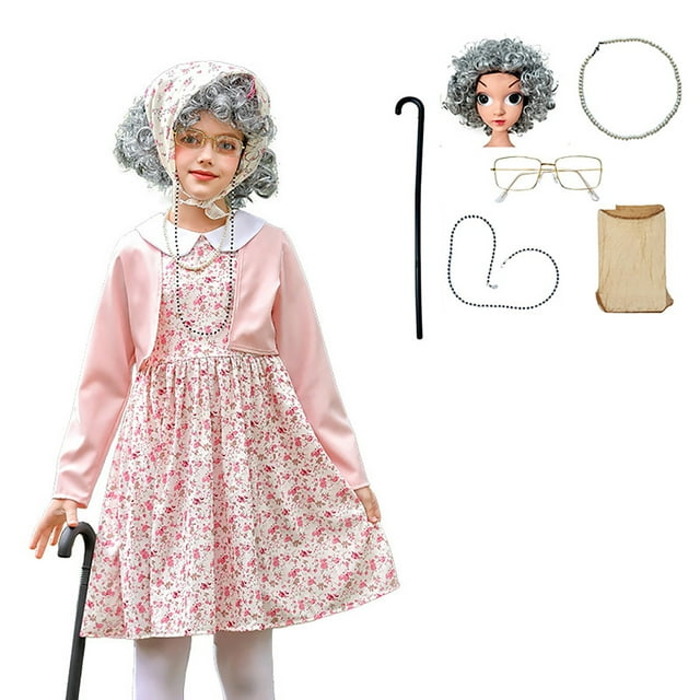 Vêtements Style Court pour Enfants, Robe de Grand-Mère 100e Jour d'École, 100 Ans Grand-Mère