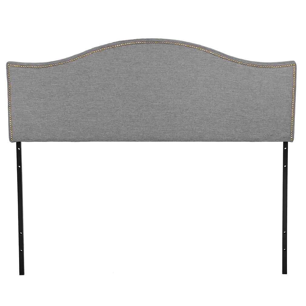 Headboard Fabric Upholstered Modern Heavy Duty Queen Size With Gray Linen Curved 
