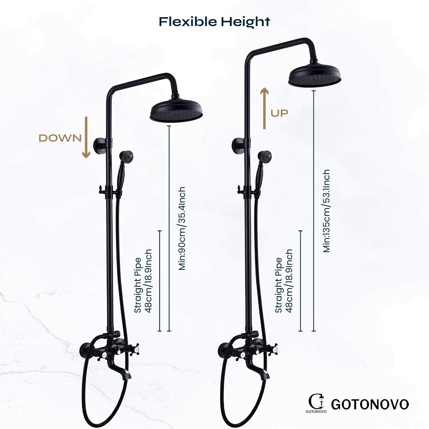 Shower Fixture Oil Rubbed Bronze Bathroom Shower Faucet Set Rainfall 8 Inch Shower Head Mixer Double Kn