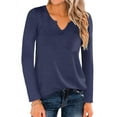 thumbnail image 2 of Women V Neck Long Sleeve Front Pocket T-Shirt, 2 of 4
