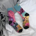 thumbnail image 5 of Fotbe Pink Cow In Sunflower Field Pattern Long Socks for Men & Women – Breathable & Stretchy Compression Socks, Ideal for Running, Travel, and Everyday Wear Size 5-11, 5 of 6