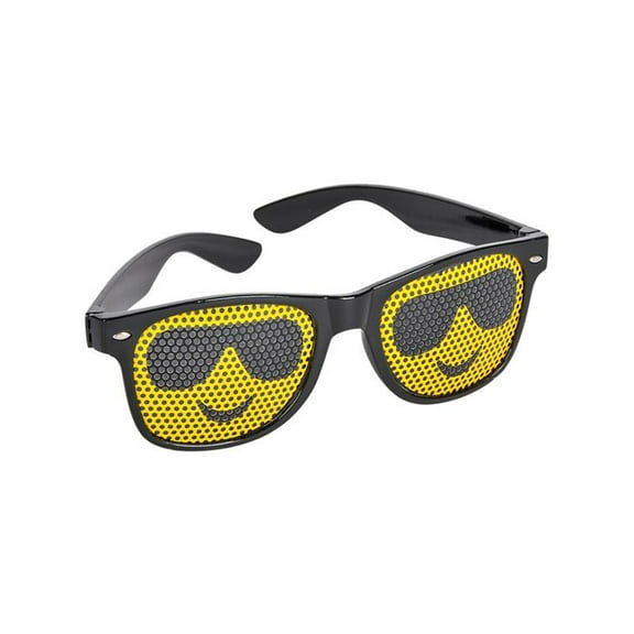 Black Framed Cool Guy Face Emoticon Novelty Glasses Costume Accessory