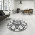 thumbnail image 3 of Ahgly Company Indoor Round Patterned Gray Novelty Area Rugs, 3' Round, 3 of 6