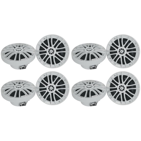Rockville RM-PREMIUM-65 6.5 in White Marine Speakers, for Marine Audio, Matched Multipack Configuration, 600W Rating, 8-piece