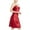 Watermelon Red, variant on Women’s Solid V-Neck Knee-Length Slip Dress Slim Fit Satin Cami Nightgown, Adjustable Spaghetti Strap Sleepwear Watermelon Red L