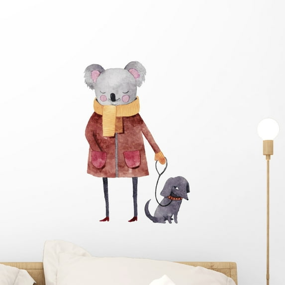 Koala with Dog Wall Decal Wallmonkeys Peel and Stick Animal Graphics (18 in H x 18 in W) WM502761