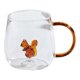thumbnail image 1 of Taza de vidrio hecha a mano con forma de animal y planta, taza de agua, linda taza para café, leche y asa colorida., 1 of 8