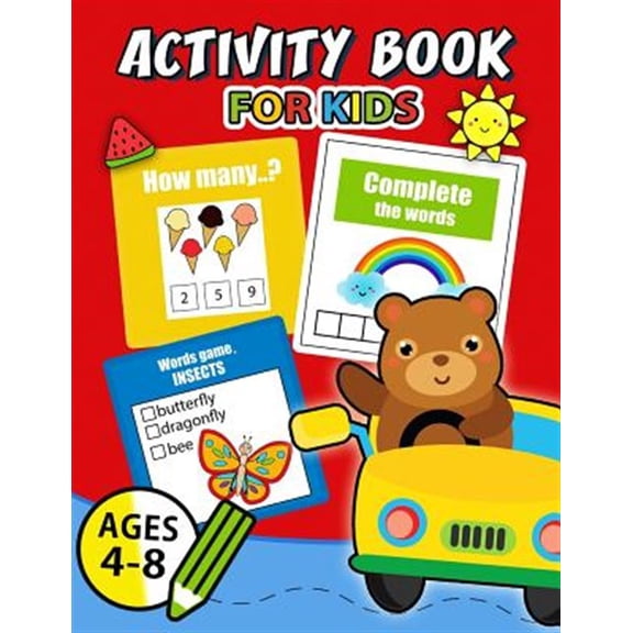 Pre-Owned Activity Book for Kids Ages 4-8: Easy, Fun, Beautiful Book for Boy, Girls Connect the Dots, Coloring, Crosswords, Dot to Dot, Matching, Copy Drawing,