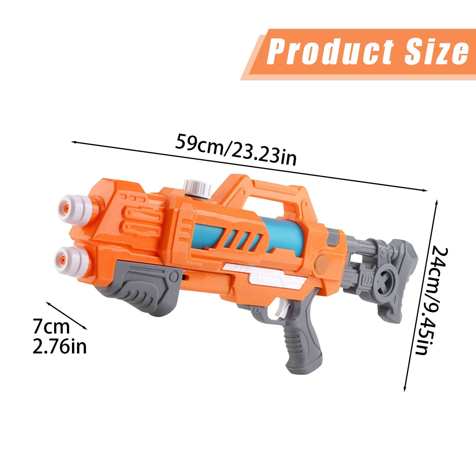 VKLU 23" XL Orange Squirt Blaster, Extra Large Capacity Water Soaker, Heavy Duty Pump Action Toy for Summer Lake Days & Outdoor Celebrations