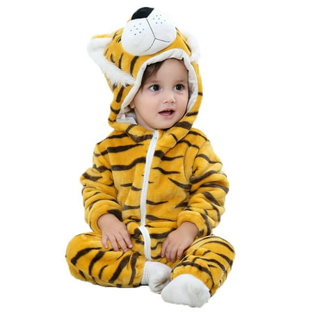 

EHTMSAK Newborn Infant Baby Toddler Long Sleeve Hooded Jumpsuit for Girl Boy Winter Warm Fleece Clothes Romper Yellow 0-24M 90