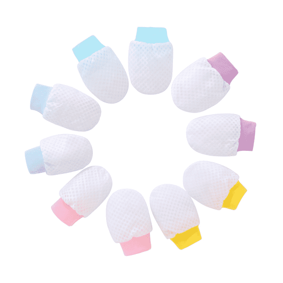 TELOLY 16 Pcs Baby Mittens,Gentle Cotton and Summer Breathable Mesh Newborn Mittens,Stretchable Fit Baby Mittens for 0-6 Months Growing Babies,Purecolor