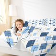 thumbnail image 4 of jejeloiu Modern Geometric Rhombus Twin Comforter Sets,White Blue Bedding Set For Girls Boys Reversible 2 Pieces, 4 of 8