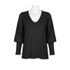 Ellen Tracy Scoop Neck Blouson Long Sleeve Solid Knit Jersey Top-BLACK / S