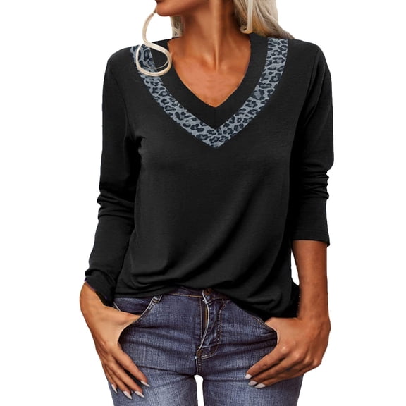 Vedolay Womens Casual Tops T-Shirt Fall Printing Loose Blouse Tops Black,2XL
