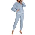 thumbnail image 4 of Womens Fuzzy Sherpa Fleece Pajamas Set Long Sleeve Hoodies Pajama Pants Cozy 2 Piece Outfits Loungewear Sleepwear Womens Clothes, 4 of 6