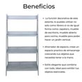 thumbnail image 3 of Librero Ancho Organizador Minimalista Escalera Multiusos Gris ELLEGANCE HOUSEWARE SS34363, 3 of 5