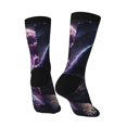 Zufioo Purple Moon Cat Print Thigh High Socks,Knee High Socks For Women