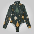 thumbnail image 2 of Stars and Christmas Trees Women's Bodysuit Jumpsuit Mock Turtle Neck Long Sleeve TopsOne Piece Leotards Shirt Yoga Outfits, 2 of 8