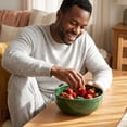 thumbnail image 6 of Berry Swirl Fruit Rinse Bowl, 2-in-1 Wash & Drain Colander with Built-In Strainer, for Berries, Grapes, Produce, 6.7" Diameter, Green, 6 of 8