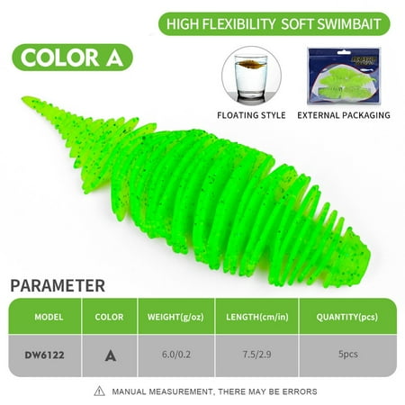 Fankenuo Floating Worm Soft Bait - 5pcs/Pack for Bass Fishing Color A One to five bags