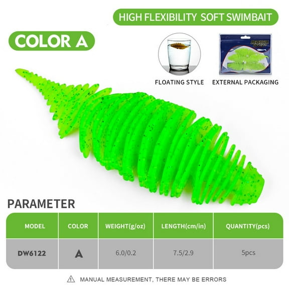 Fankenuo Floating Worm Soft Bait - 5pcs/Pack for Bass Fishing Color A One to five bags