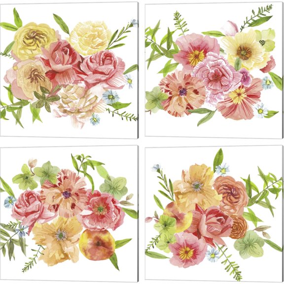Great Art Now Just Peachy by Melissa Wang 4 Piece Canvas Art Set Each 14W x 14H