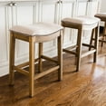 thumbnail image 3 of Maven Lane Adrien Backless Saddle Kitchen Stool, Natural Wood, Set of 2, 3 of 6