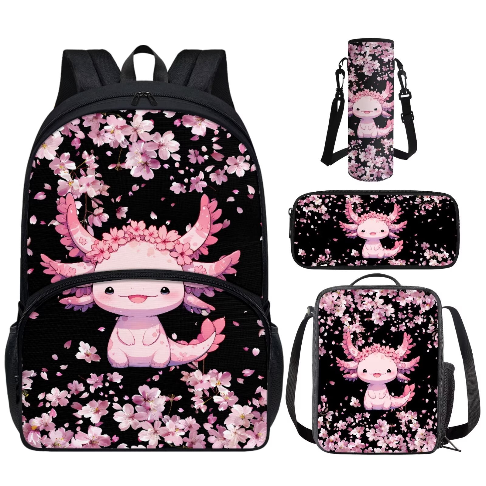 Yuyamidu Axolotl Backpack with Lunch Bag for Girls 10-12/12-14