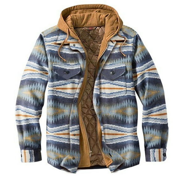 Men Casual Thick Cotton-padded Non-positioning Printing Hooded Zipper Jacket