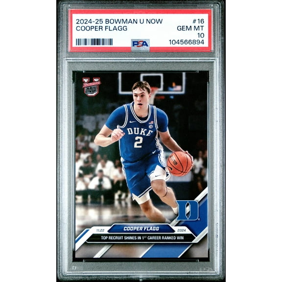 Graded 2024 Topps Bowman U Now Cooper Flagg #16 Rookie RC Basketball Card PSA 10 Gem Mint