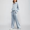 thumbnail image 6 of Prolriy Womens 2 Piece Outfits Women's Comfortable Casual Daily Solid Color Pants Spring and Autumn Set Womens Tops and Pants Outfits Light Blue M, 6 of 6