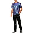 thumbnail image 2 of INSPIRE CHIC Metallic Animal Printed T-Shirt for Men's Short Sleeves Disco Party Tee Shirts M Purple Blue, 2 of 6