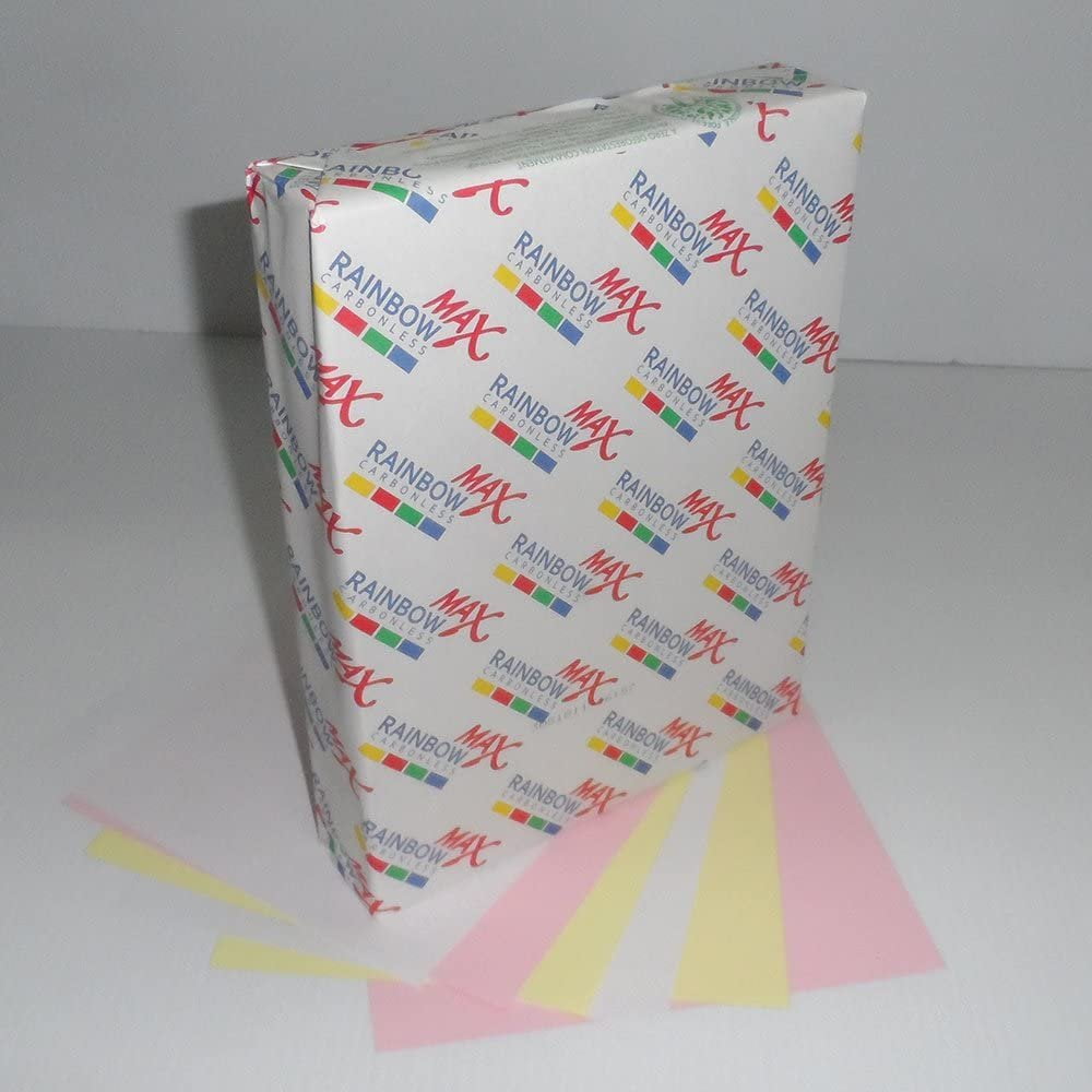 Rainbow Max NCR Carbonless Papers 3 Parts, Letter Size, White & Canary & Pink, for Laser & Inkjet Printer X 4 Reams 668 Sets
