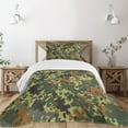 thumbnail image 3 of Ambesonne Camo Quilted Bedspread Set 2 Pcs, Classic Germany Pattern, Twin Size, Green Brown Dark Green, 3 of 6