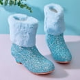 thumbnail image 4 of Quealent Girls Cowboy Boots, Glitter Cowgirl Boots with Fleece Linen, Sparkle Sequin Western Boot for Gilrs Toddler/Little Kid Party Birthday Blue for Size 12, 4 of 9