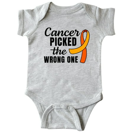 

Inktastic Leukemia Awareness Cancer Picked the Wrong One Orange Ribbon Gift Baby Boy or Baby Girl Bodysuit