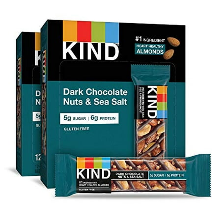 KIND Bars Dark Chocolate Nuts & Sea Salt Gluten Free 1.4 Ounce Bars 24 Count