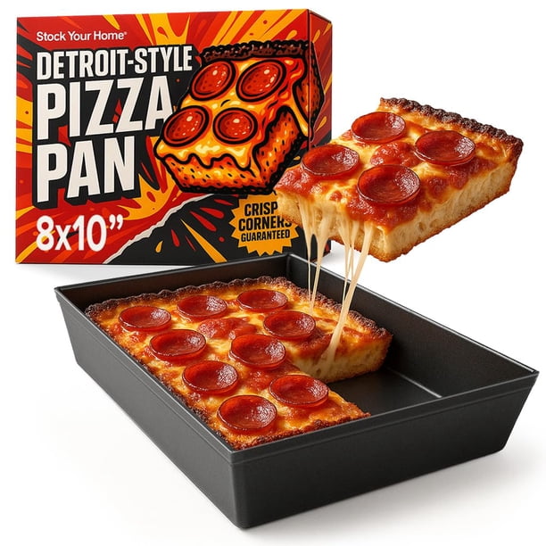 Sartén para pizza Stock Your Home, aluminio, estilo Detroit, 20 x 25 cm