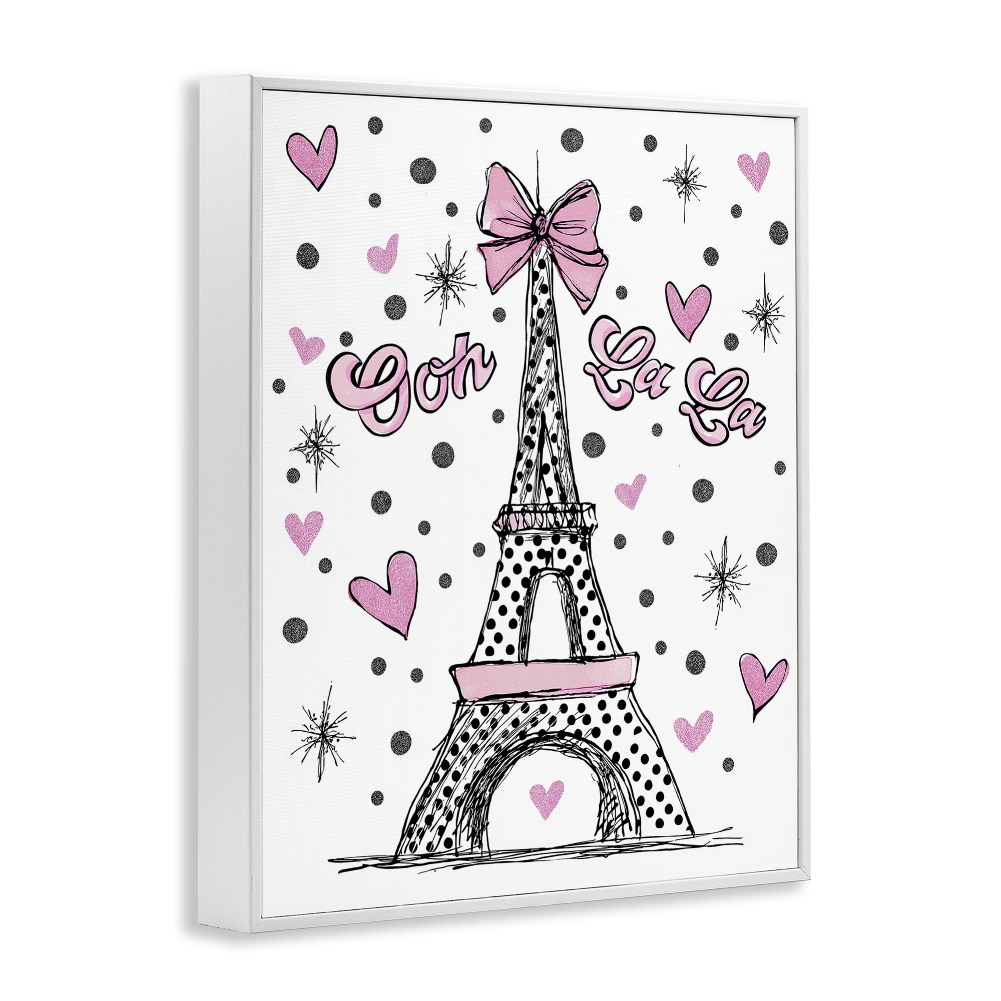 Stupell Industries Ooh La La Polka Dots Eiffel White Framed Giclee Art, design by Jess Stempel