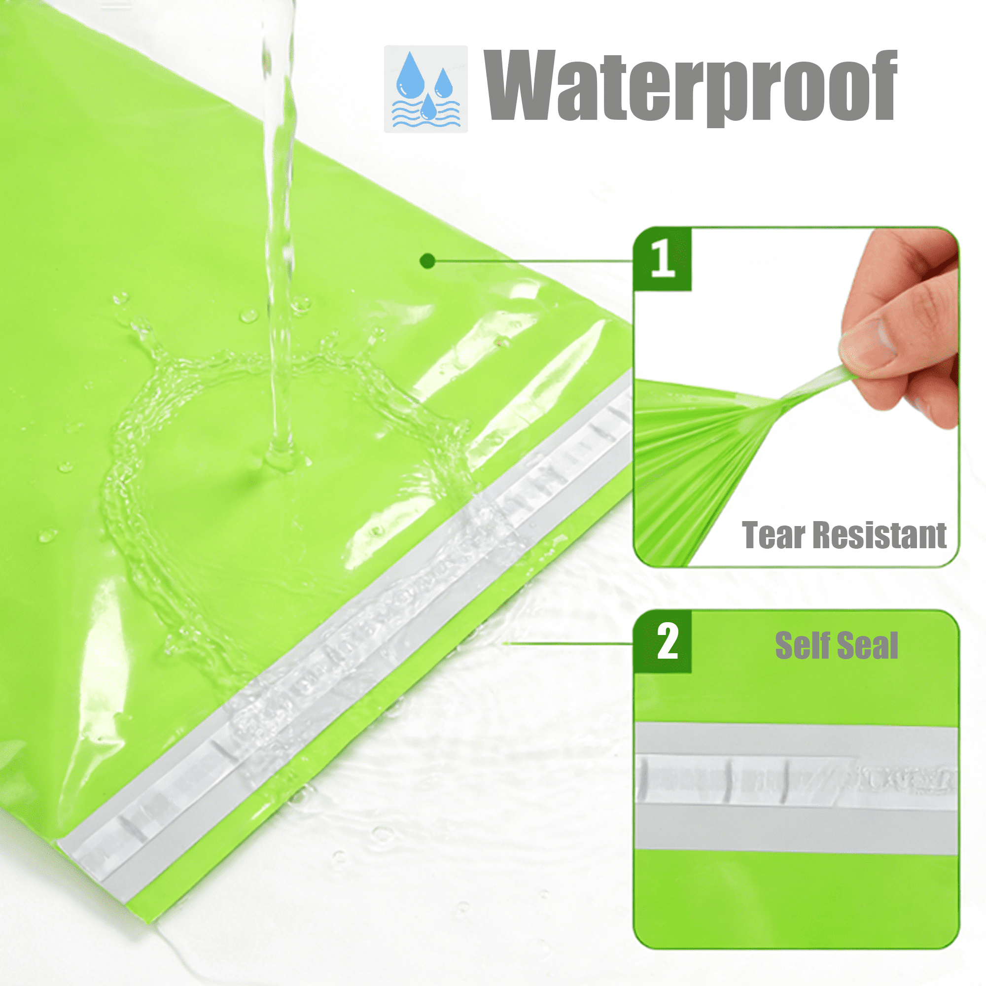 Yookia 12x15.5 Inch Poly Mailers 500 Pcs – Tear-Proof, Self-Sealing, Waterproof Shipping Bags for Clothing & E-commerce Packaging (Green)