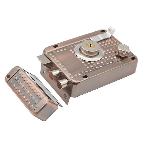 Matsuzay Cerradura de puerta de bronce rojo de acero inoxidable con acero de alta resistencia para seguridad en exteriores Cerraduras de hardware Derecho con borde