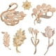 thumbnail image 1 of Juego de 7 broches con forma de flor, hoja y pedrería, con cristales de ojo de gato y cisnes. Ideales para novias y bodas. Broches de aleación. Accesorios de joyería., 1 of 7