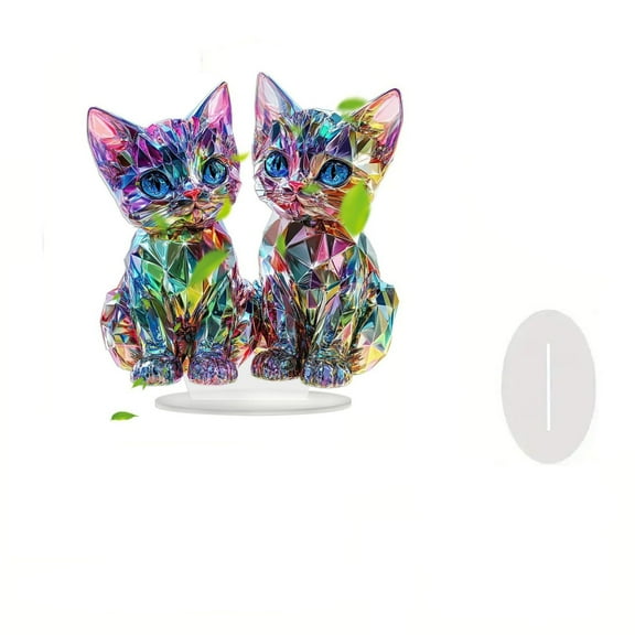Colorful Cats Home Decor - Acrylic Decorative Figurines for Living Room and Study, Perfect Gift for Cat Lovers and Unique Desktop Accessories