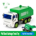 thumbnail image 2 of TRARIND Garbage Truck Toys Trash Truck Recycle Truck with 4 Garbage Cans, Friction Powered Truck with Garbage Illustrated Flash Cards Push and Go Pull Back Car Birthday Christmas Gift for Boys Kids, 2 of 6