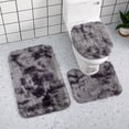 thumbnail image 3 of OKbus 3Pcs Bathroom Rugs Set, Super Soft Non Slip Bathtub Carpet and Absorbent Bath Mat, Plush Bath Mat, U-Shaped Rug and Toilet Lid Cover, Bathroom Accessories, Home Decor, Black, 3 of 4