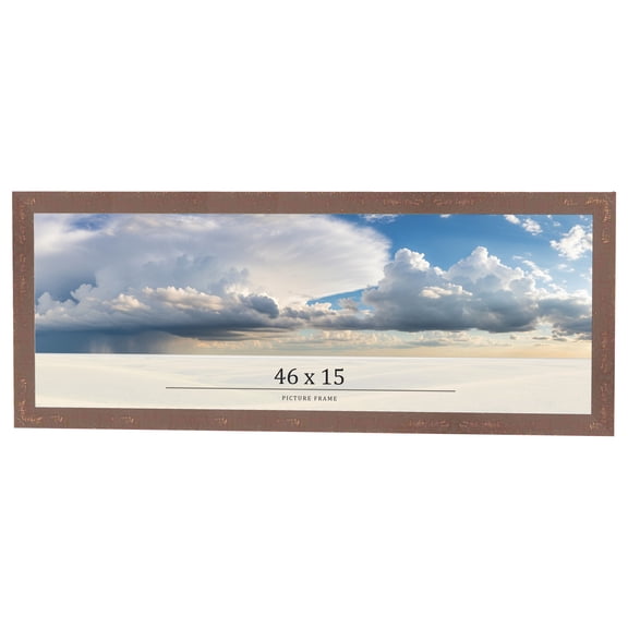 46x15 Distressed Brown Real Wood Picture Frame Width 1.25 inches | Interior Frame Depth 0.5 inches